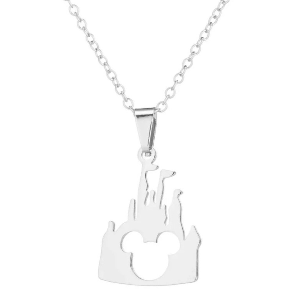 18K White Gold (Rhodium) Plated Disney Castle Silhouette w/ Mickey Head Set - Picture 4 of 6